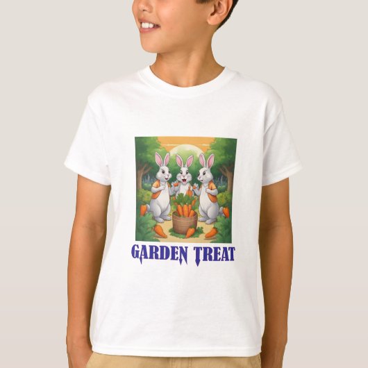 かわいい食べウサギのニンジンTシャツ Tシャツ (正面)