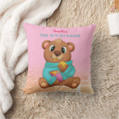 かわいい食べクマのハチミツお子様の名前&メッセージ クッション (ブランケット)