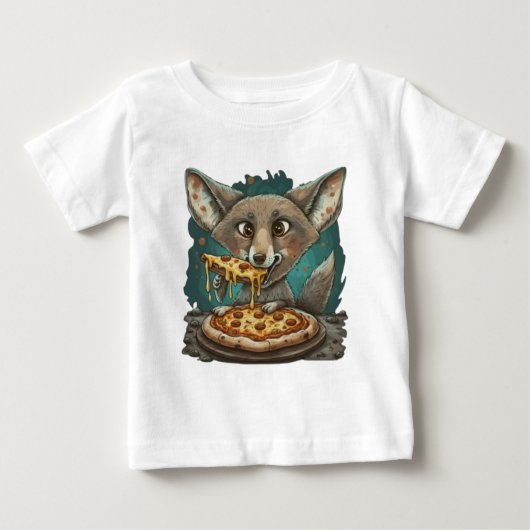 かわいい食べコヨーテのピザ ベビーTシャツ (正面)