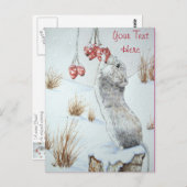 かわいい食べネズミの果実の雪のシーン野生動物 ポストカード (正面/裏面)