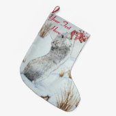 かわいい食べネズミの果実の雪のシーン野生動物 ラージクリスマスストッキング (正面 (吊り時))