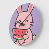 かわいい食べバニーのニンジンの壁時計 | かわいいラビ ラージ壁時計 (傾斜)