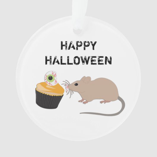 かわいい食べマウスのハロウィーン眼球カップケーキ オーナメント (正面)