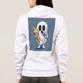 「かわいい食べ幽霊のアイスクリームTシャツ」 パーカ (裏面)