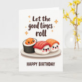 かわいい食べ物の誕生日カード カード (黄色い花)
