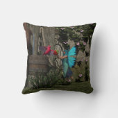 かわいい食べ物を与え妖精の鳥 クッション (裏面)