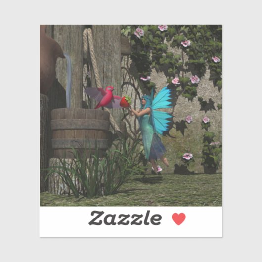 かわいい食べ物を与え妖精の鳥 シール (シート)