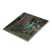 かわいい食べ物を与え妖精の鳥 タイル (側面)