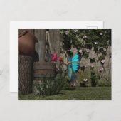 かわいい食べ物を与え妖精の鳥 ポストカード (正面/裏面)