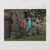 かわいい食べ物を与え妖精の鳥 ポストカード (正面)