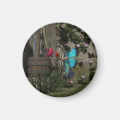 かわいい食べ物を与え妖精の鳥 マグネット (正面)