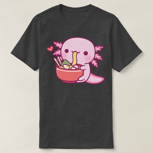 かわいい食べ物アソロトル日本のラーメン Tシャツ (デザイン正面)