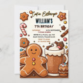 かわいい食べ物キッズクッキー交換に参加7誕生日 招待状 (正面)