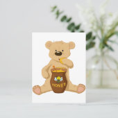 かわいい食べ物クマの蜂蜜 ポストカード (スタンド正面)