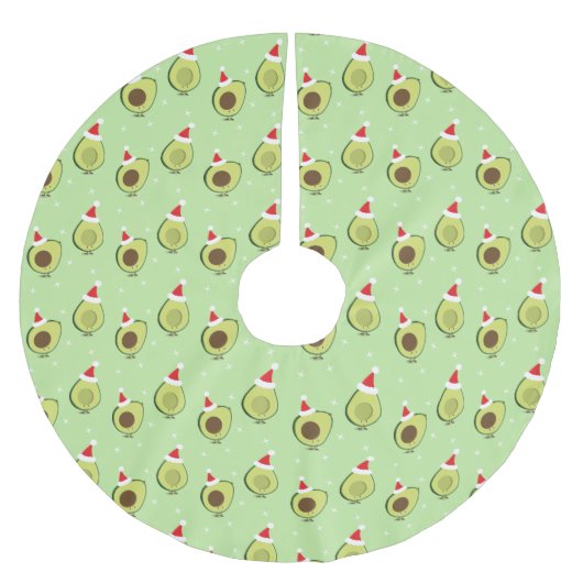 かわいい食べ物サンタハットアボカドクリスマス ブラッシュドポリエステルツリースカート (正面)