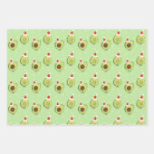 かわいい食べ物サンタハットアボカドクリスマス ラッピングペーパーシート (正面2)