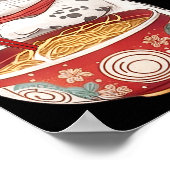 かわいい食べ物ネコキャットラーメン日本の食べ物 ポスター (角)