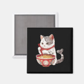 かわいい食べ物ネコキャットラーメン日本の食べ物 マグネット (正面/裏面)