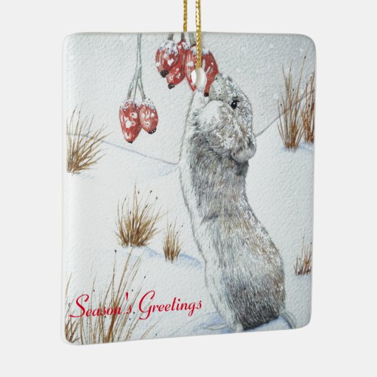かわいい食べ物ネズミの果実の雪景色 セラミックオーナメント (右)