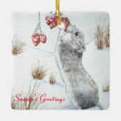 かわいい食べ物ネズミの果実の雪景色 セラミックオーナメント (正面)