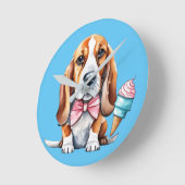 かわいい食べ物犬のアイスクリーム ラウンド壁時計 (傾斜)