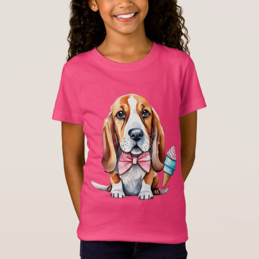 かわいい食べ物犬のアイスクリーム Tシャツ (正面)