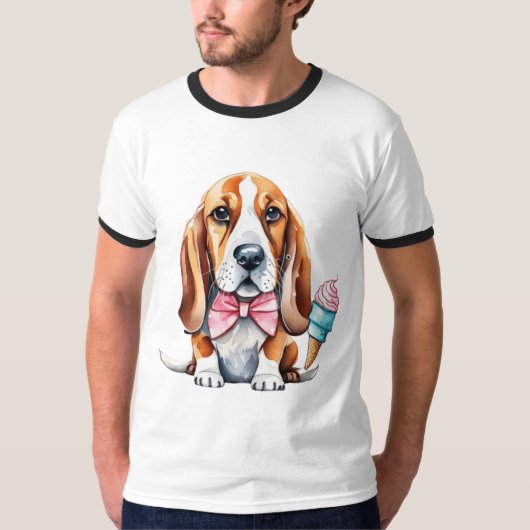 かわいい食べ物犬のアイスクリーム Tシャツ (正面)