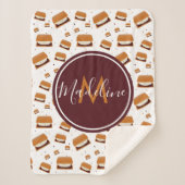 かわいい食べ物moreモノグラム名 シェルパブランケット (正面)