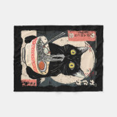 かわいい食べ猫ラーメンおもしろいアニメギフトG フリースブランケット (正面(横))