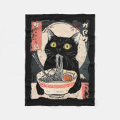 かわいい食べ猫ラーメンおもしろいアニメギフトG フリースブランケット (正面)