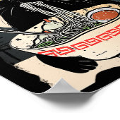 かわいい食べ猫ラーメンおもしろいアニメギフトG ポスター (角)