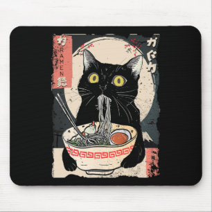 かわいい食べ猫ラーメンおもしろいアニメギフトG マウスパッド