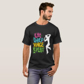 かわいい食事睡眠ダンス繰り返しデザイン メンズTシャツ Tシャツ (正面フル)