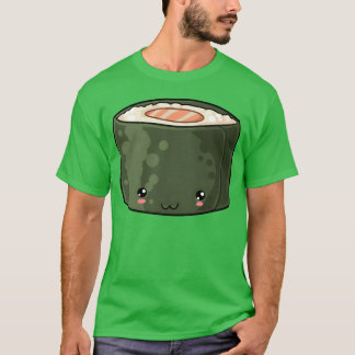 かわいい食品サーモンロール日本風レトロ Tシャツ