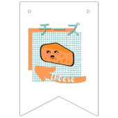 かわいい食品 – かわいいチーズ、オレンジ、ターコイズ バンティングフラッグ (第1の旗)