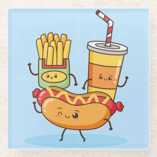 かわいい食品 ガラスコースター (正面)