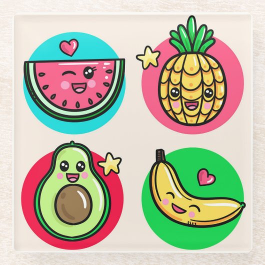 かわいい食品 ガラスコースター (正面)