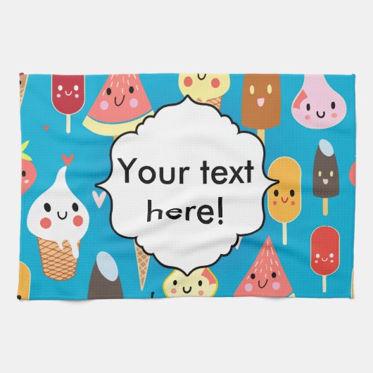 かわいい食糧キャラクターのclipart キッチンタオル (横)