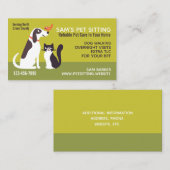 かわいい飼い犬、子猫猫および鳥|動物サービス 名刺 (正面/裏面)