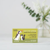 かわいい飼い犬、子猫猫および鳥|動物サービス 名刺 (スタンド正面)