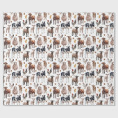 かわいい飼育動物が羊のブタがニワトリ ラッピングペーパー (フラット)