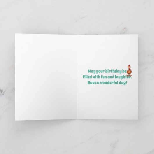 かわいい飼育動物の牛、豚とロスター誕生日 カード (内部)