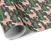 かわいい飾られたラマパターン ラッピングペーパー (ロールコーナー)