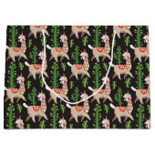 かわいい飾られたラマパターン ラージペーパーバッグ (正面)