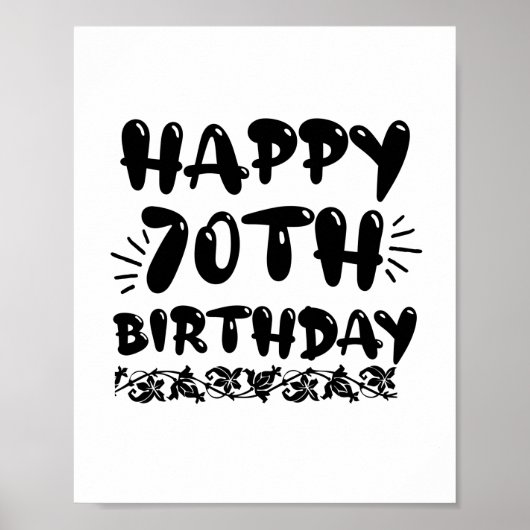 かわいい飾りのおめでとう70歳誕生日70歳 ポスター (正面)
