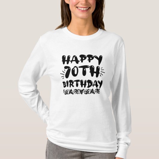 かわいい飾りのおめでとう70歳誕生日70歳 Tシャツ (正面)