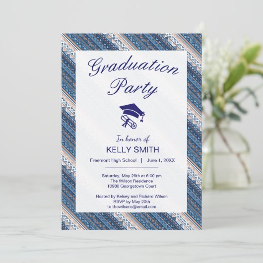 かわいい飾りウクライナパターン卒業パーティー 招待状 (スタンド正面)