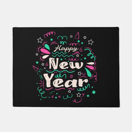 かわいい飾りハッピーニューイヤー2023 ドアマット (正面)