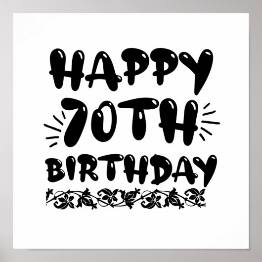 かわいい飾り幸せ70歳の誕生日、70歳 ポスター (正面)