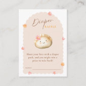 かわいい餃子ピンクの赤ちゃん女の子シャワーおむつラッフル エンクロージャーカード (正面)